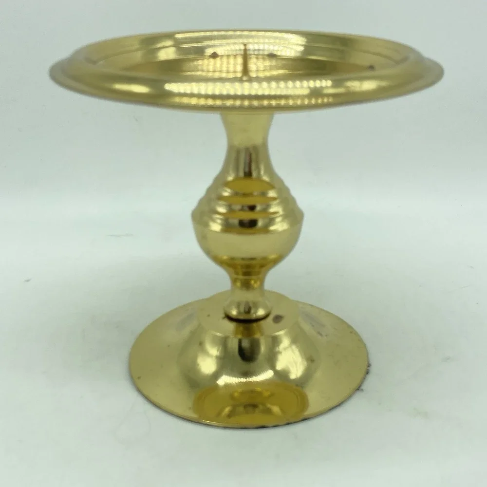 Brass Pillar Candle Holders Set Of 2 Pedestal Farmhouse Traditional Candlesticks
